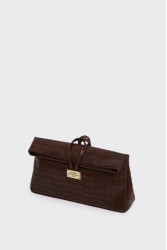 ELENA ATHANASIOU Downtown Lunchbag Croco Dark Brown