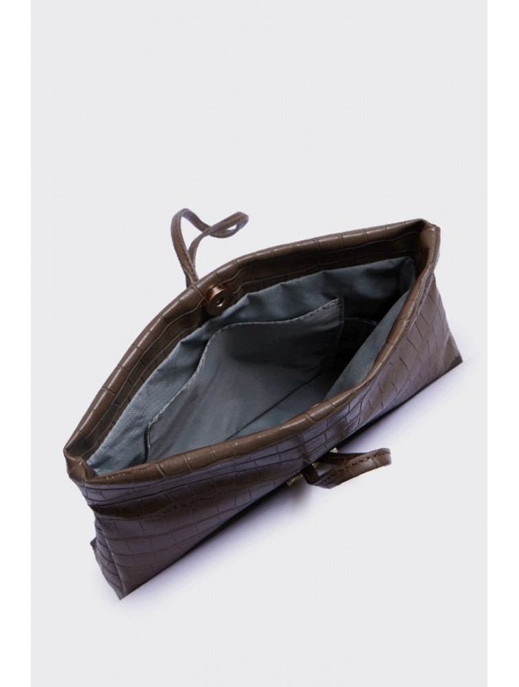 ELENA ATHANASIOU Downtown Lunchbag Croco Dark Brown