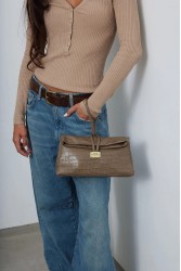 ELENA ATHANASIOU Downtown Lunchbag Croco Havana