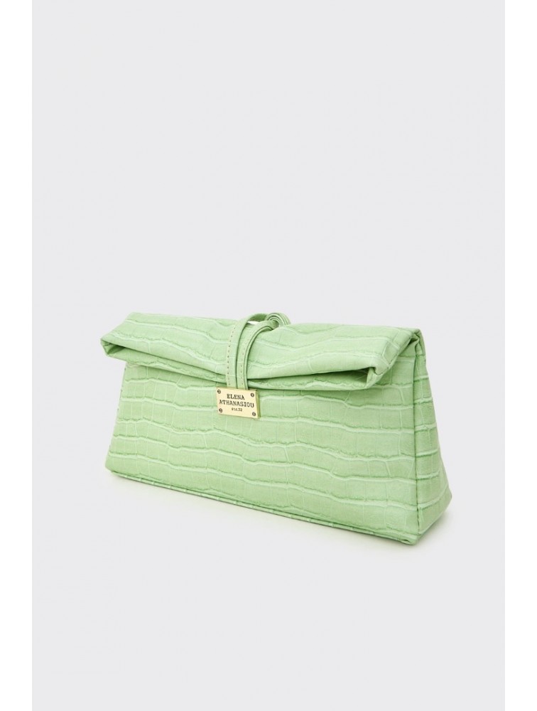 ELENA ATHANASIOU Downtown Lunchbag Croco Mint Κροκό Μέντα Τσαντάκι