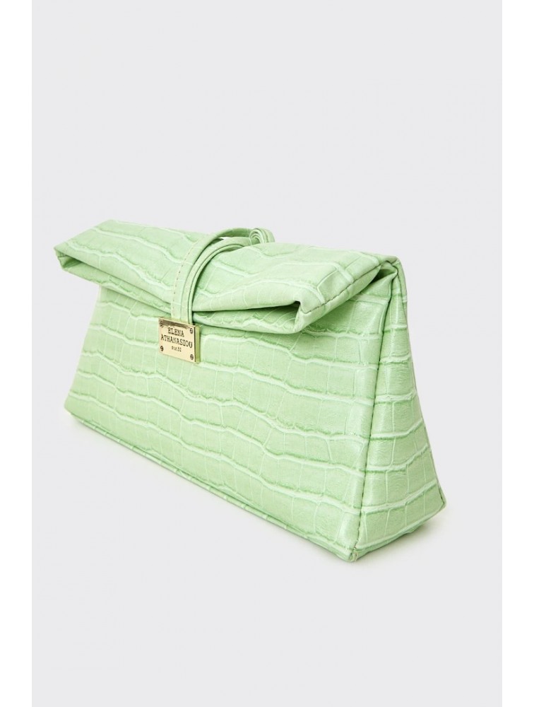 ELENA ATHANASIOU Downtown Lunchbag Croco Mint Κροκό Μέντα Τσαντάκι
