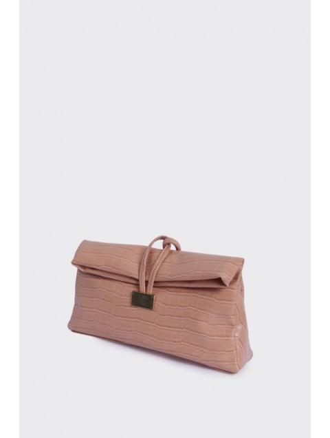 ELENA ATHANASIOU Downtown Lunchbag Croco Nude Κροκό Νουντ Τσαντάκι
