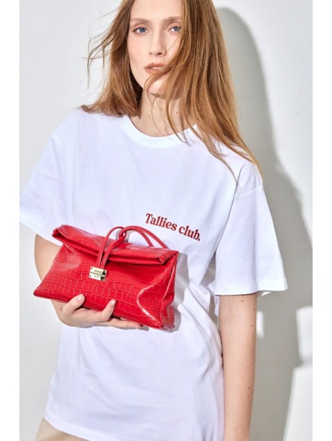 ELENA ATHANASIOU Downtown Lunchbag Croco Red Κροκό Κόκκινο Τσαντάκι