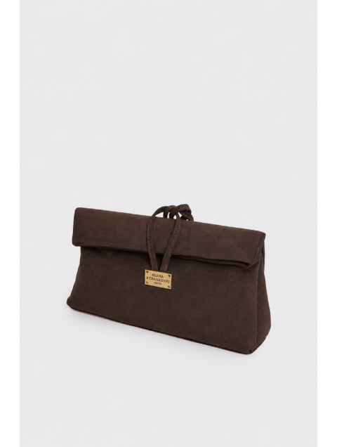 ELENA ATHANASIOU Downtown Lunchbag Suede Brown Καφέ Σουέντ Τσαντάκι