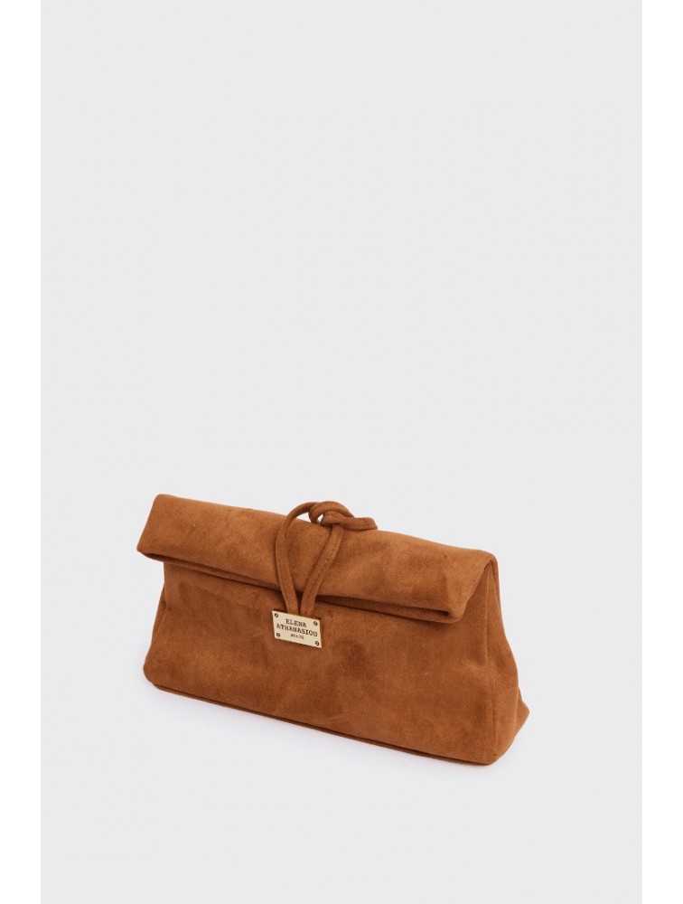 ELENA ATHANASIOU Downtown Lunchbag Suede Cognac