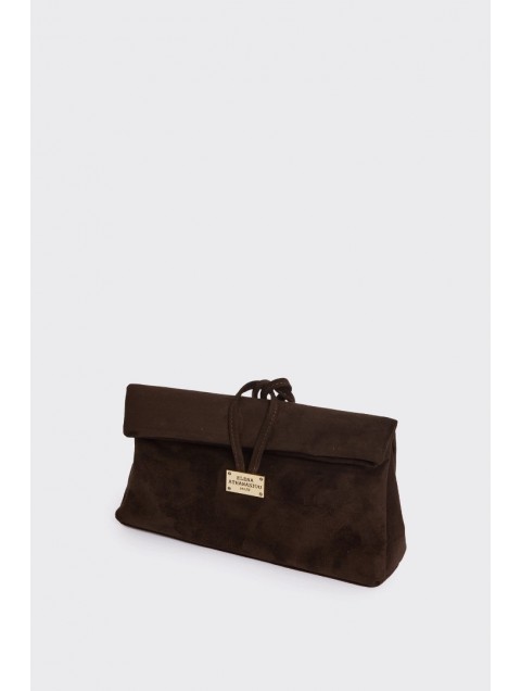 ELENA ATHANASIOU Downtown Lunchbag Suede Dark Brown Σκούρο Καφέ Σουέντ Τσαντάκι