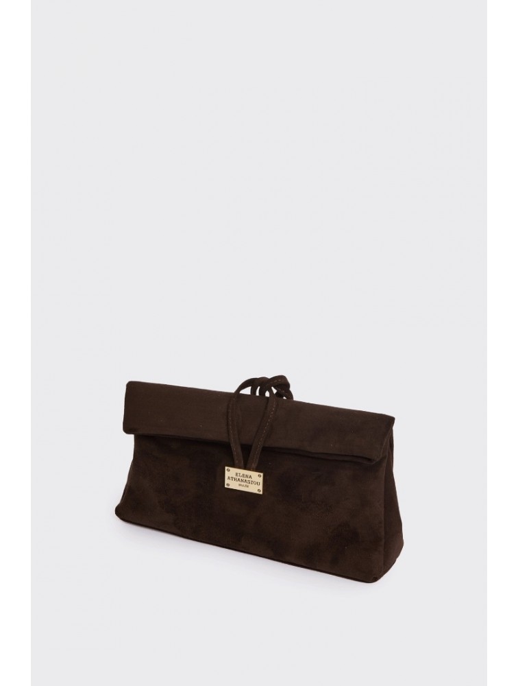 ELENA ATHANASIOU Downtown Lunchbag Suede Dark Brown