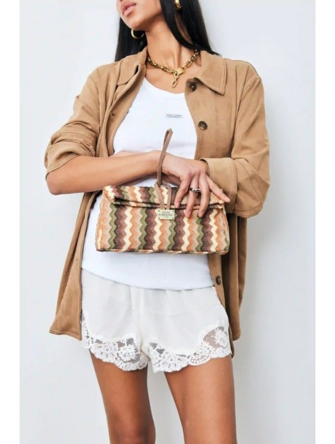 ELENA ATHANASIOU Downtown Lunchbag Υφαντό Καφέ Τσαντάκι