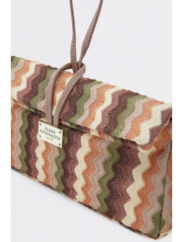 ELENA ATHANASIOU Downtown Lunchbag Υφαντό Καφέ Τσαντάκι