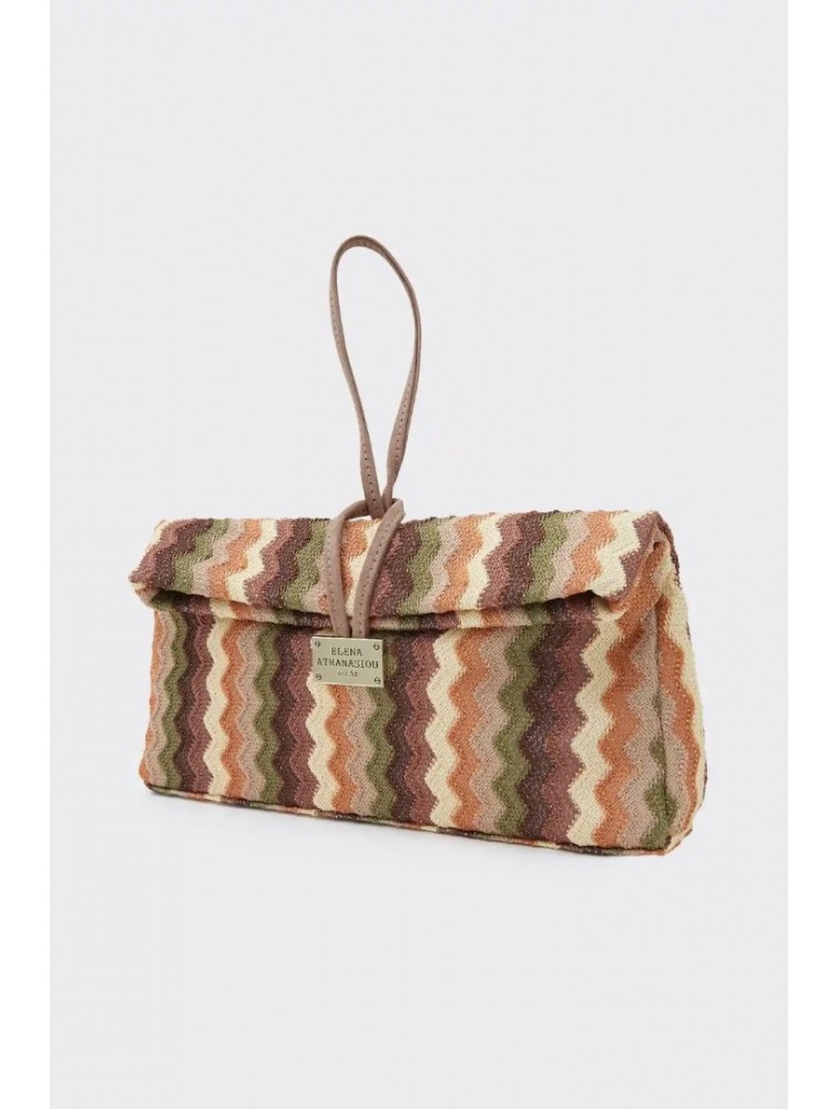 ELENA ATHANASIOU Downtown Lunchbag Υφαντό Καφέ Τσαντάκι
