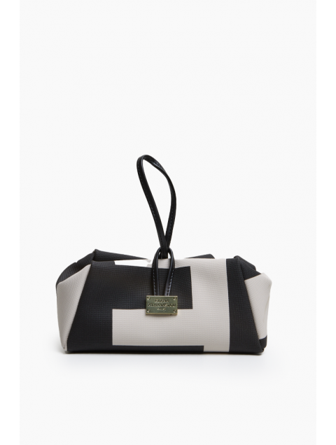 ELENA ATHANASIOU EA Logo Lunchbag Black n White Ασπρόμαυρο γυναικείο τσαντάκι χειρός