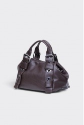 ELENA ATHANASIOU Hug Bag Leather Small Espresso Brown Σκούρο Καφέ Δερμάτινη Τσάντα