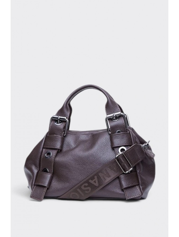 ELENA ATHANASIOU Hug Bag Leather Small Espresso Brown Σκούρο Καφέ Δερμάτινη Τσάντα