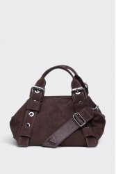 ELENA ATHANASIOU Hug Bag Suede Small Brown Καφέ Σουέντ Τσάντα