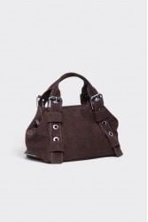 ELENA ATHANASIOU Hug Bag Suede Small Brown Καφέ Σουέντ Τσάντα