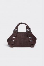 ELENA ATHANASIOU Hug Bag Suede Small Brown Καφέ Σουέντ Τσάντα