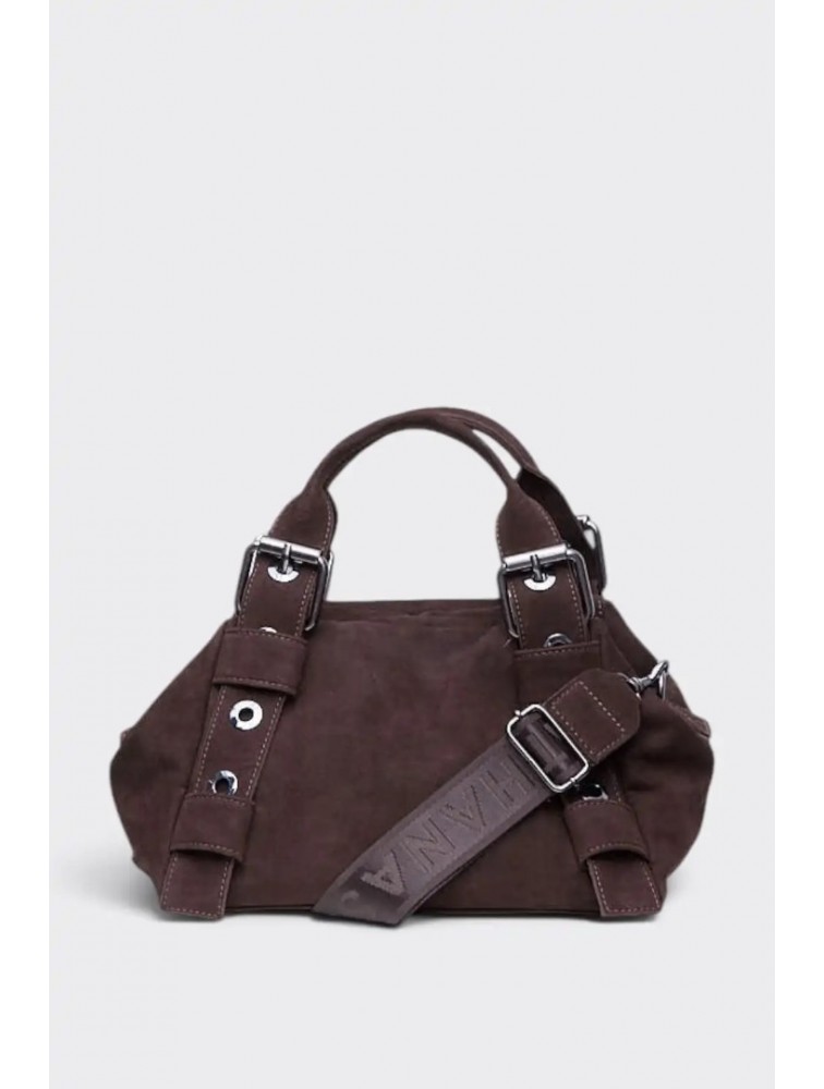 ELENA ATHANASIOU Hug Bag Suede Small Brown Καφέ Σουέντ Τσάντα
