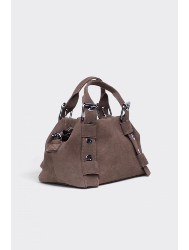 ELENA ATHANASIOU Hug Bag Suede Small Cacao Κακάο Σουέντ Τσάντα