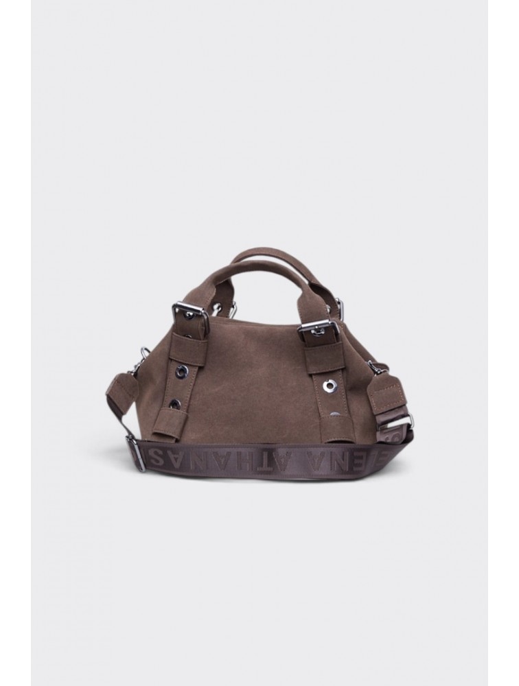 ELENA ATHANASIOU Hug Bag Suede Small Cacao Κακάο Σουέντ Τσάντα