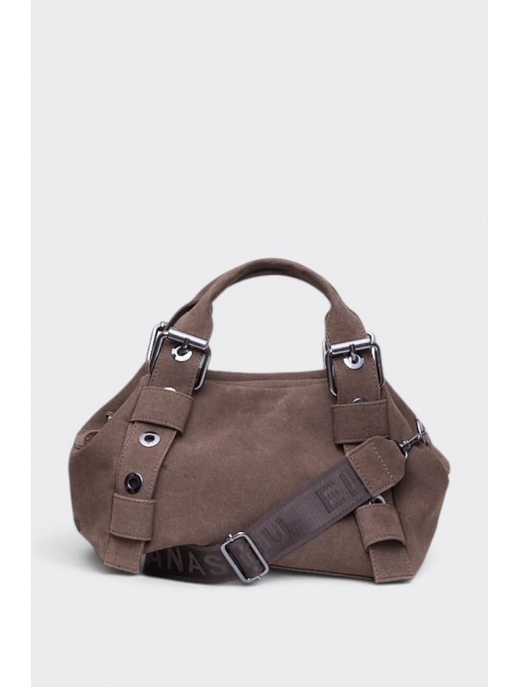 ELENA ATHANASIOU Hug Bag Suede Small Cacao Κακάο Σουέντ Τσάντα