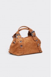 ELENA ATHANASIOU Hug Bag Suede Small Camel Κάμελ Σουέντ Τσάντα