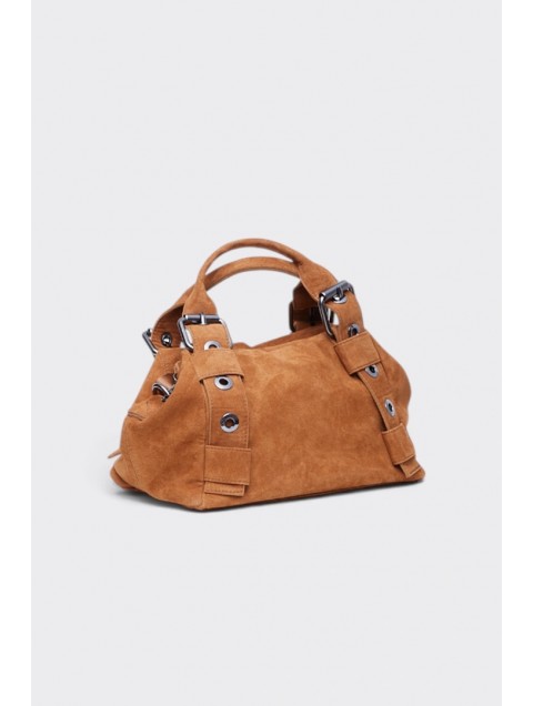ELENA ATHANASIOU Hug Bag Suede Small Camel Κάμελ Σουέντ Τσάντα