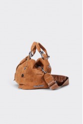 ELENA ATHANASIOU Hug Bag Suede Small Camel Κάμελ Σουέντ Τσάντα