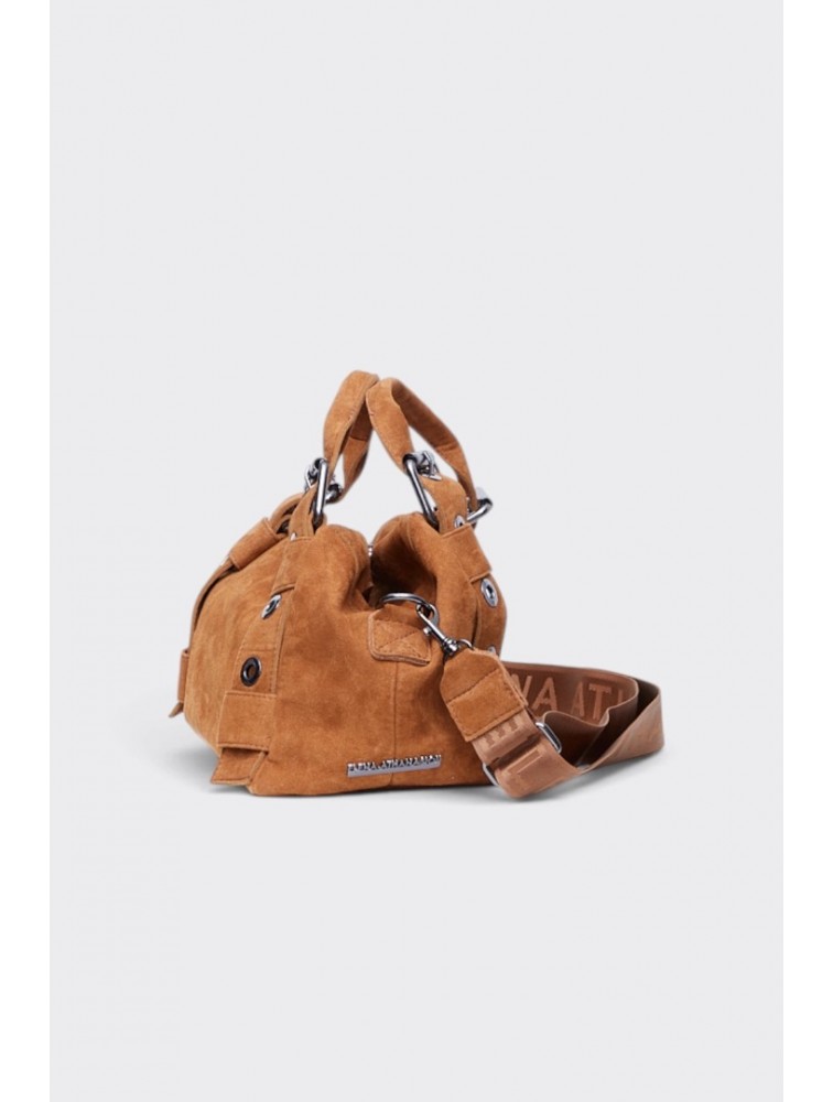 ELENA ATHANASIOU Hug Bag Suede Small Camel Κάμελ Σουέντ Τσάντα