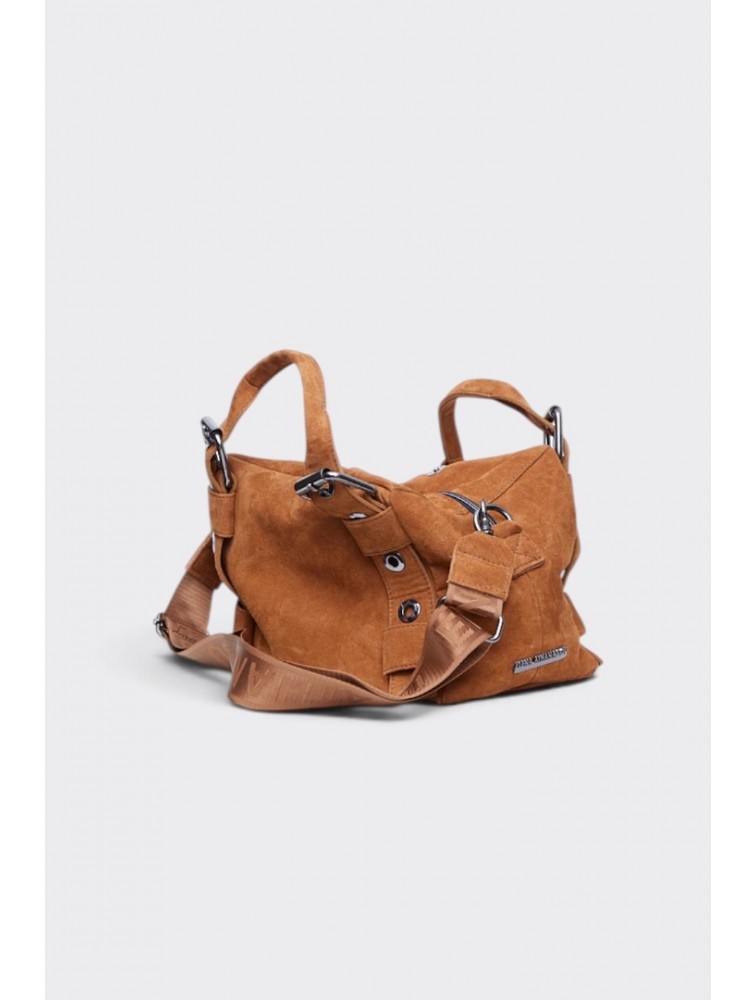 ELENA ATHANASIOU Hug Bag Suede Small Camel Κάμελ Σουέντ Τσάντα