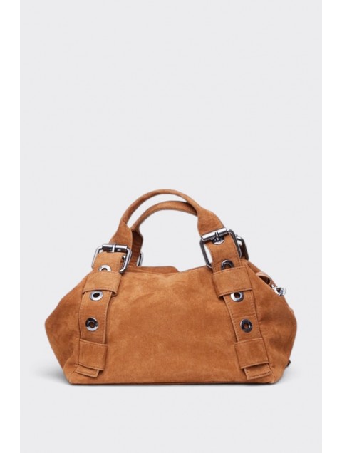 ELENA ATHANASIOU Hug Bag Suede Small Camel Κάμελ Σουέντ Τσάντα
