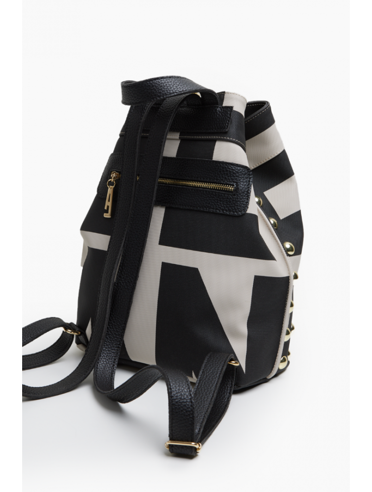 ELENA ATHANASIOU Hype Black N’ Metal Backpack EA Logo Ασπρόμαυρη Γυναικεία Τσάντα Πλάτης