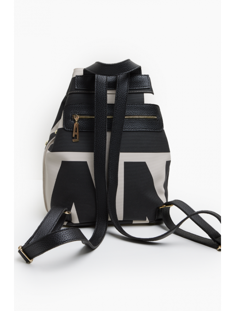 ELENA ATHANASIOU Hype Black N’ Metal Backpack EA Logo Ασπρόμαυρη Γυναικεία Τσάντα Πλάτης
