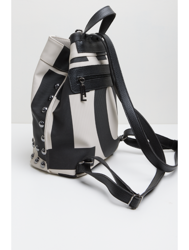 ELENA ATHANASIOU Hype Black N’ Metal Backpack EA Logo Ασπρόμαυρη Γυναικεία Τσάντα Πλάτης