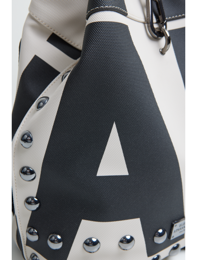 ELENA ATHANASIOU Hype Black N’ Metal Backpack EA Logo Ασπρόμαυρη Γυναικεία Τσάντα Πλάτης
