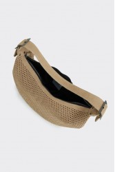 ELENA ATHANASIOU Hype Net Suede Baguette Bag  Beige