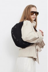 ELENA ATHANASIOU Hype Net Suede Baguette Bag  Black