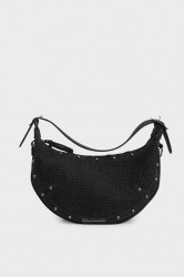 ELENA ATHANASIOU Hype Net Suede Baguette Bag  Black