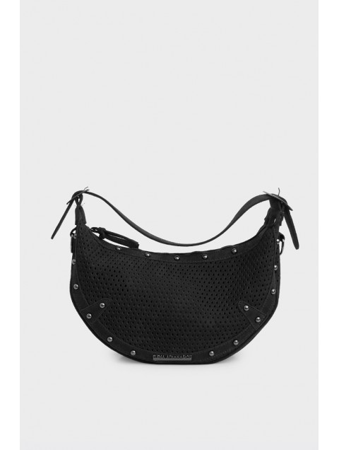 ELENA ATHANASIOU Hype Net Suede Baguette Bag  Black