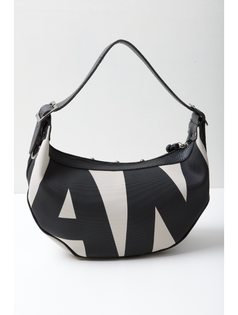 ELENA ATHANASIOU Hype Vegan Baguette EA Logo Black and White Women's Shoulder Bag