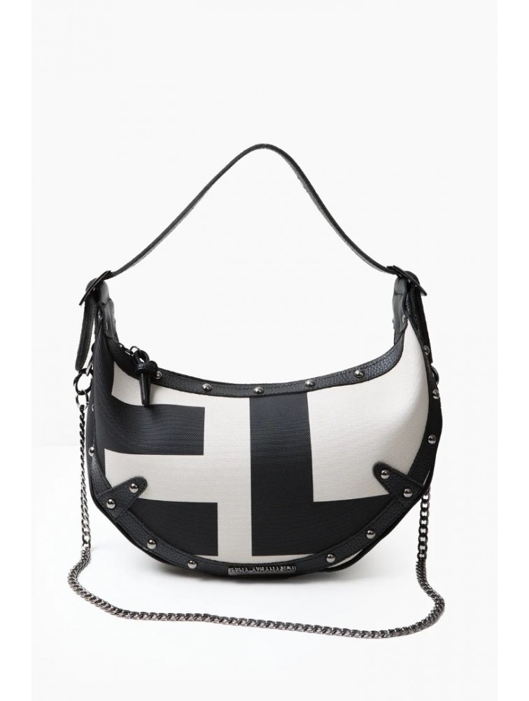 ELENA ATHANASIOU Hype Vegan EA Logo Baguette Bag  Beige