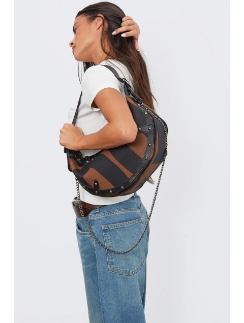 ELENA ATHANASIOU Hype Vegan EA Logo Baguette Bag  Brown Καφέ Γυναικεία Τσάντα Ώμου