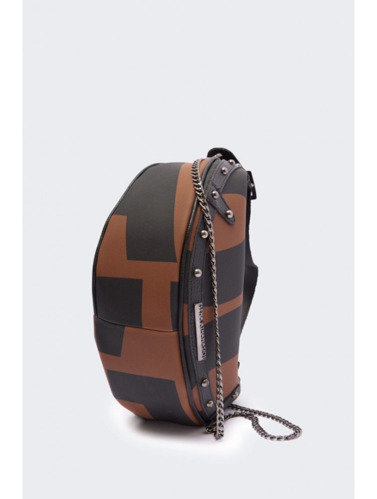 ELENA ATHANASIOU Hype Vegan EA Logo Baguette Bag  Brown