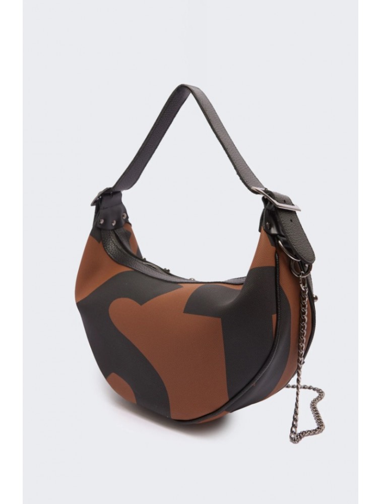 ELENA ATHANASIOU Hype Vegan EA Logo Baguette Bag  Brown