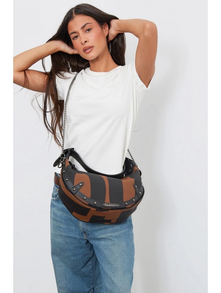 ELENA ATHANASIOU Hype Vegan EA Logo Baguette Bag  Brown