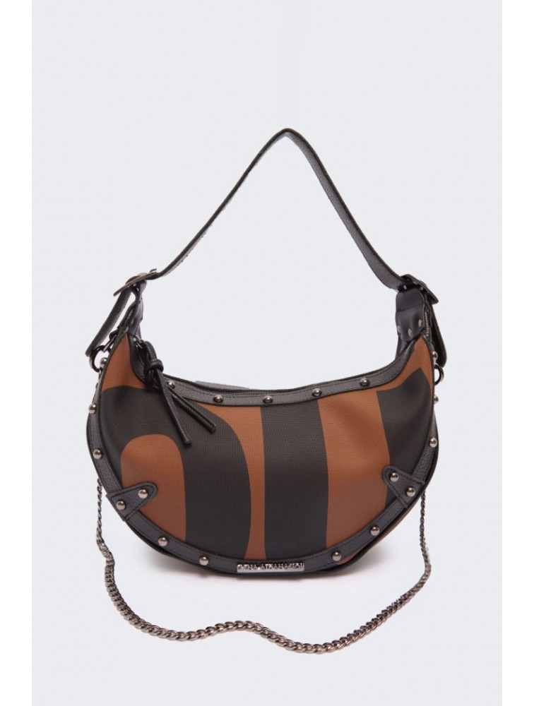 ELENA ATHANASIOU Hype Vegan EA Logo Baguette Bag  Brown