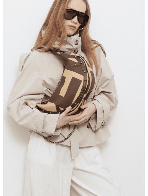 ELENA ATHANASIOU Hype Vegan EA Logo Baguette Bag Vanilla Μπεζ Γυναικεία Τσάντα Ώμου