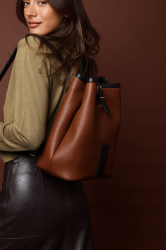 ELENA ATHANASIOU In the name pouch bag Tabac Ταμπά Τσάντα Πλάτης