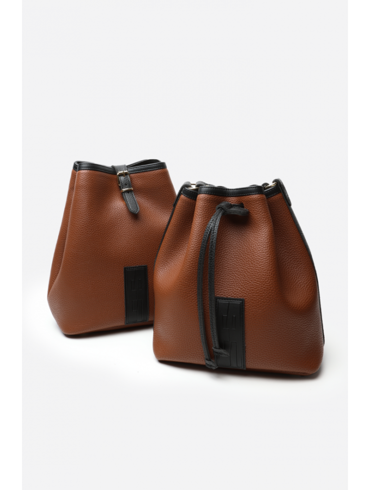 ELENA ATHANASIOU In the name pouch bag Tabac Ταμπά Τσάντα Πλάτης