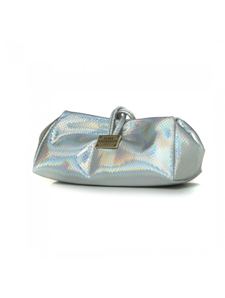 ELENA ATHANASIOU Large Glitter Silver Ασημί Γυναικείο Τσαντάκι Χειρός