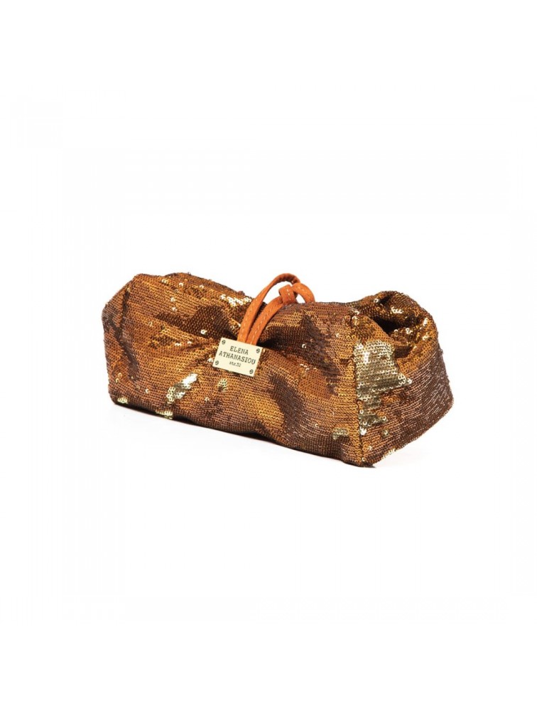 ELENA ATHANASIOU Large Sequin Bronze Μπρονζέ Γυναικείο Τσαντάκι Χειρός